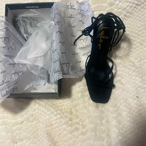Lulus lace up square toe heel